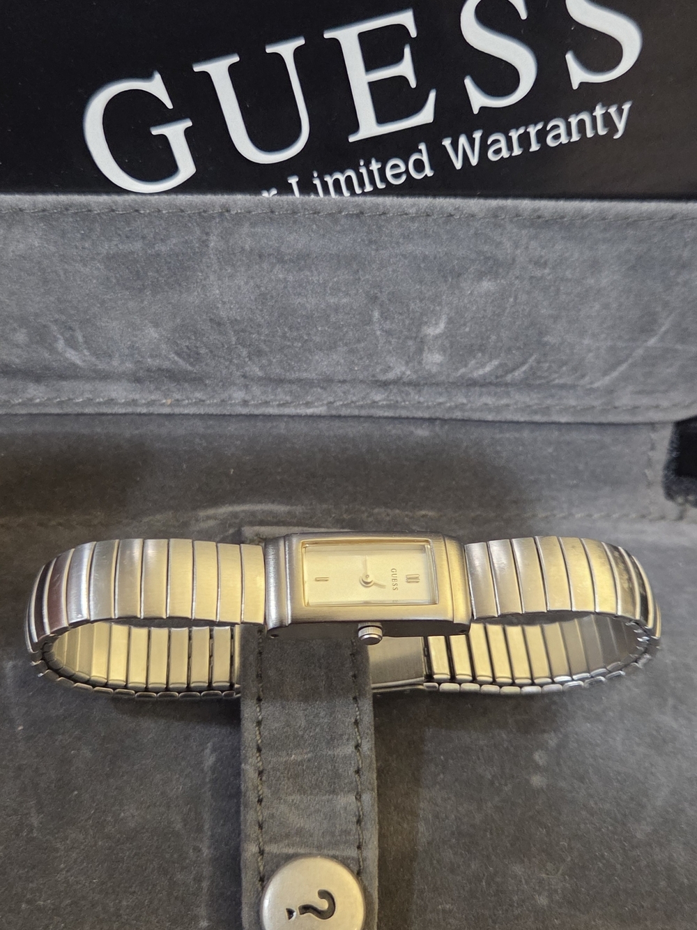 GUESS Silver Toned Stretch Bracelet Watch